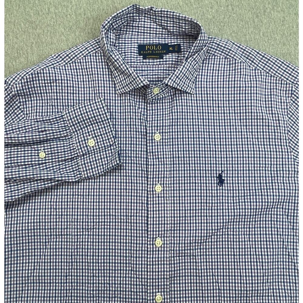 Ralph Lauren Shirt Mens XL Check Performance Stretch Long Sleeve Button Up